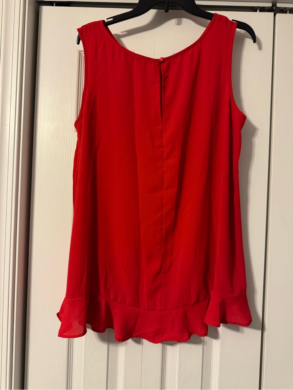 Red Sleeveless Ruffle-Hem Top - Picture 2 of 3